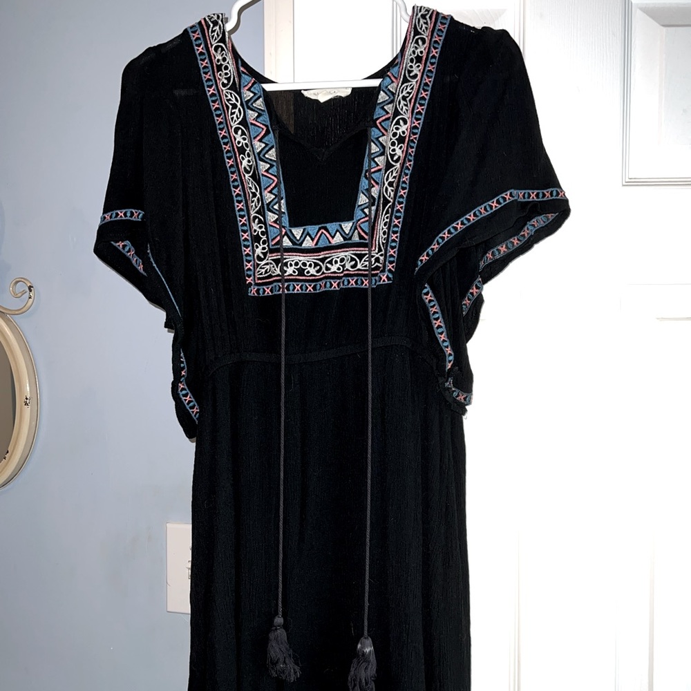 Black Embroidered Summer Dress